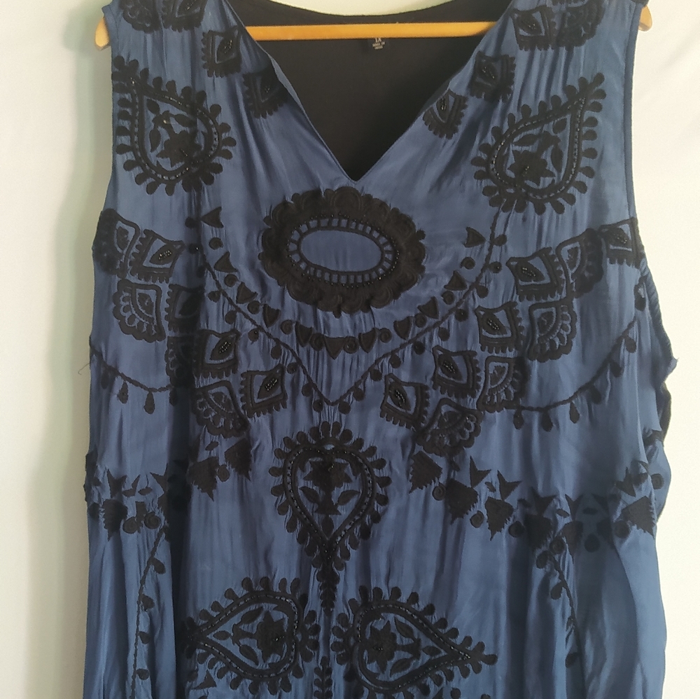 Lucky Brand 1X blue/black sleeveless top